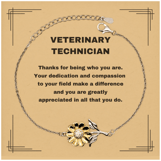 Veterinary TechnicianSunflower Bracelet - Thanks for being who you are - Birthday Christmas Jewelry Gifts Coworkers Colleague Boss - Mallard Moon Gift Shop