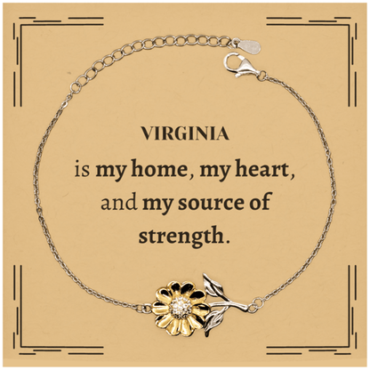 Virginia is my home Gifts, Lovely Virginia Birthday Christmas Sunflower Bracelet For People from Virginia, Men, Women, Friends - Mallard Moon Gift Shop