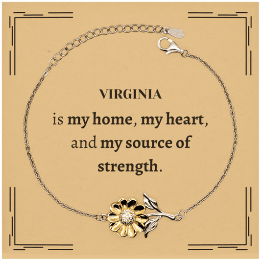 Virginia is my home Gifts, Lovely Virginia Birthday Christmas Sunflower Bracelet For People from Virginia, Men, Women, Friends - Mallard Moon Gift Shop