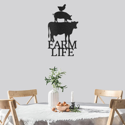 Farm Life Animals Cow Pig Chicken Indoor Outdoor Steel Wall Sign Metal Art - Mallard Moon Gift Shop