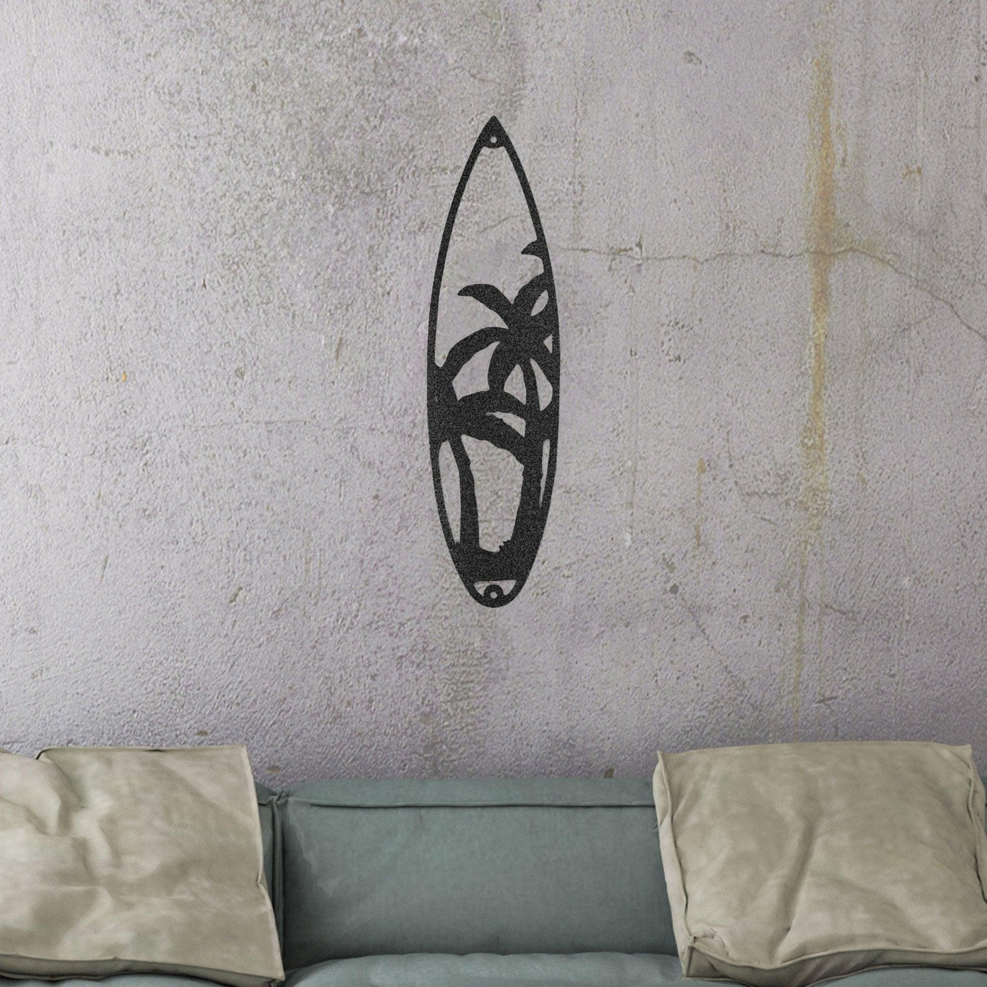 Surfboard Palm Trees Indoor Outdoor Steel Wall Sign Art - Mallard Moon Gift Shop