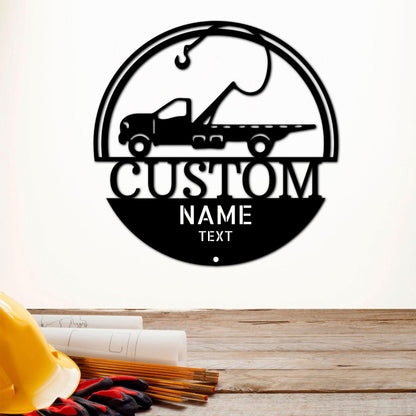 Tow Truck Custom Name Indoor Outdoor Steel Wall Sign - Mallard Moon Gift Shop