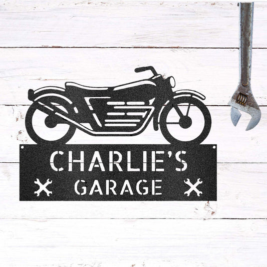 Motorcycle Adventure Custom Name Indoor Outdoor Metal Wall Sign - Mallard Moon Gift Shop