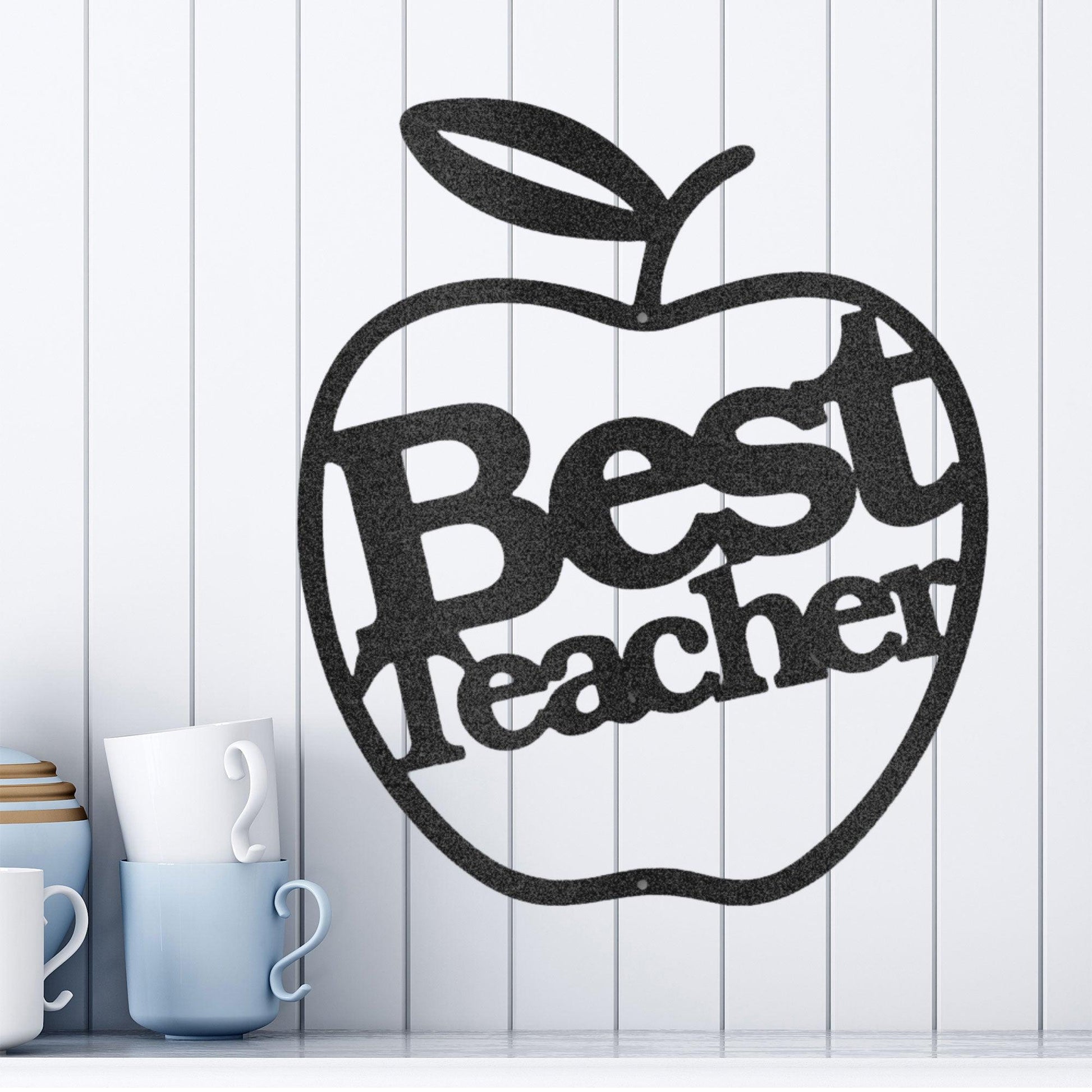 Best Teacher Apple Indoor Outdoor Steel Wall Sign - Mallard Moon Gift Shop