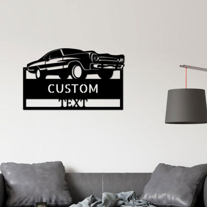Classic Muscle Car Personalized Indoor Outdoor Steel Wall Sign - Mallard Moon Gift Shop