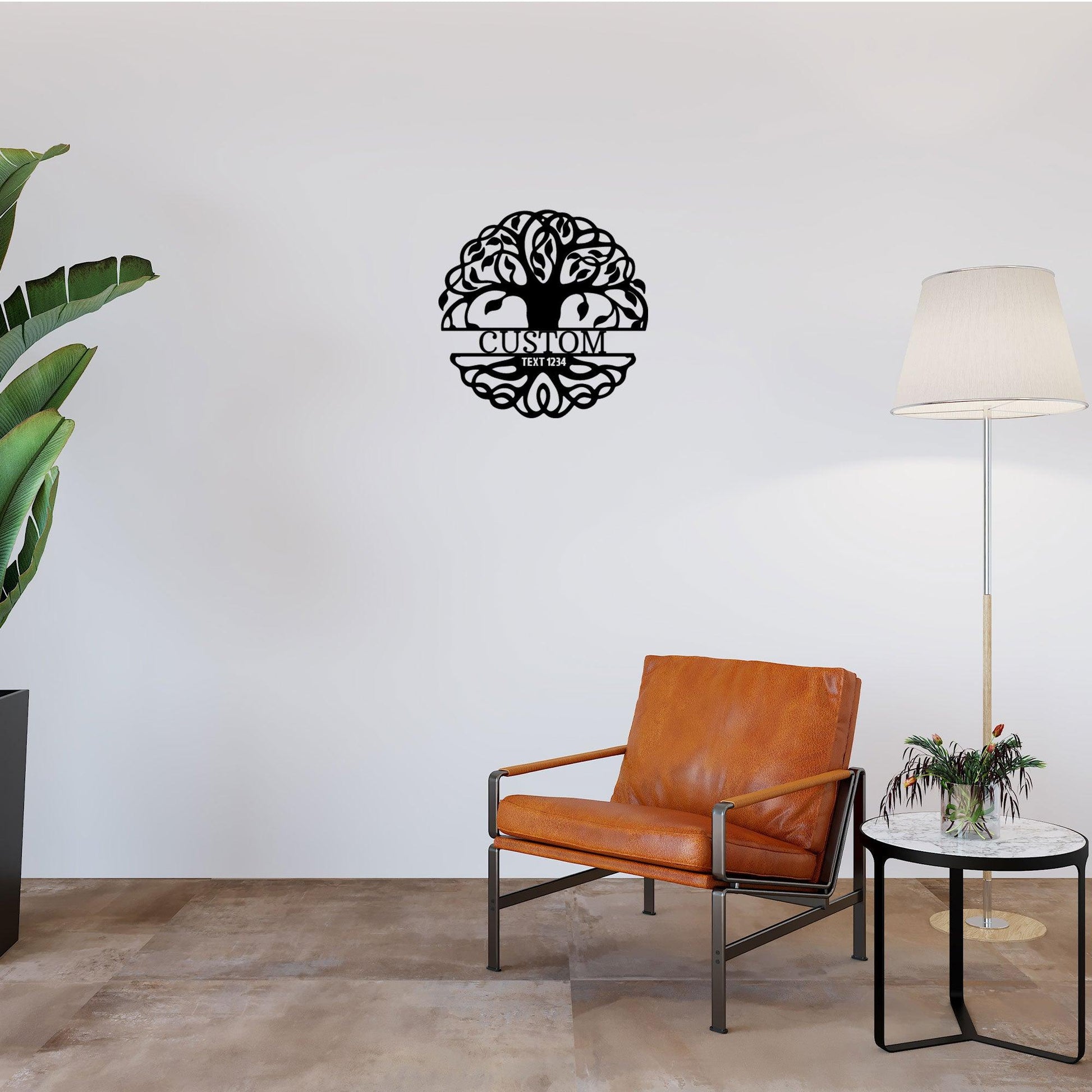Fancy Tree of Life Monogram Personalized Metal Art Wall Sign - Mallard Moon Gift Shop