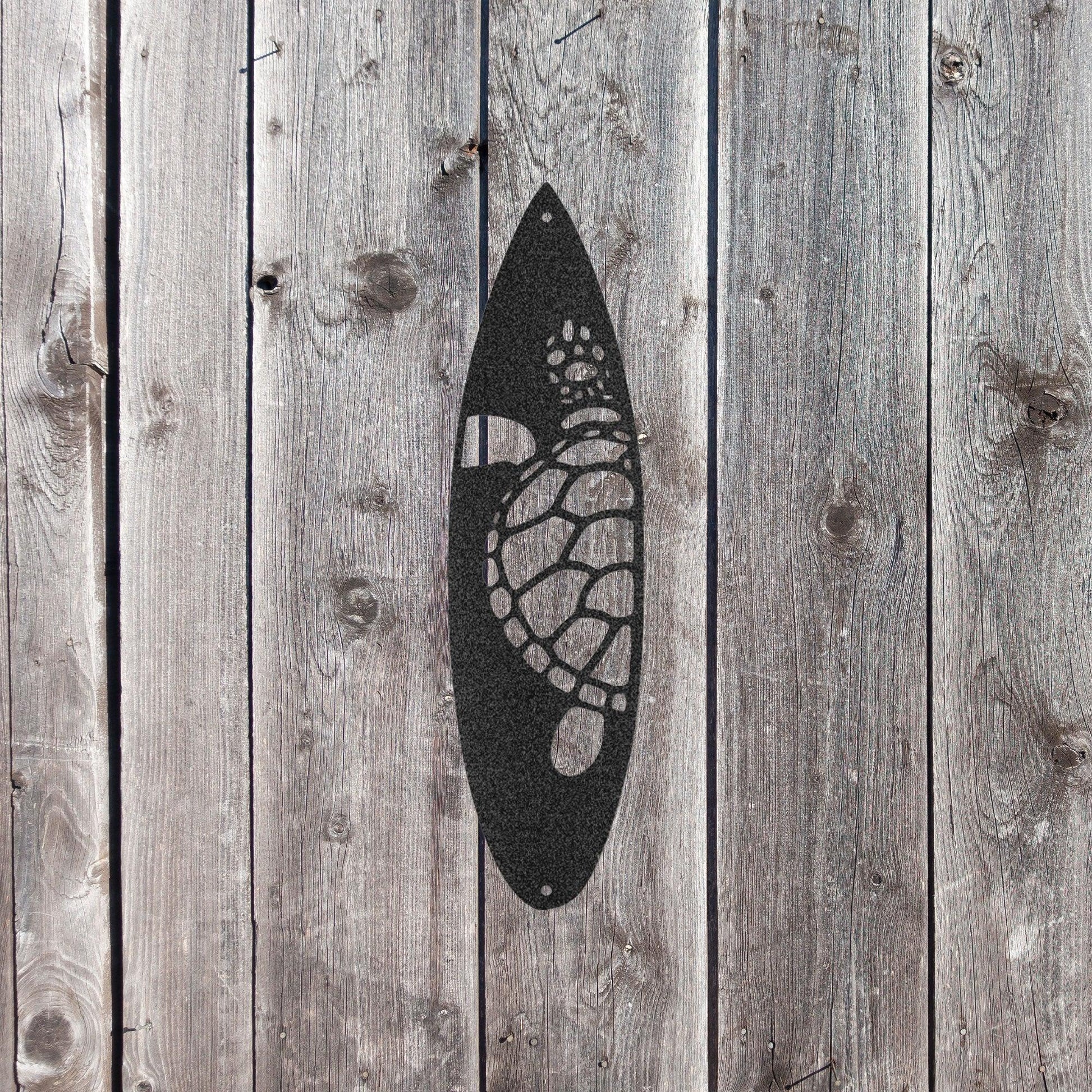 Surfboard Sea Turtle Indoor Outdoor Steel Wall Sign - Mallard Moon Gift Shop