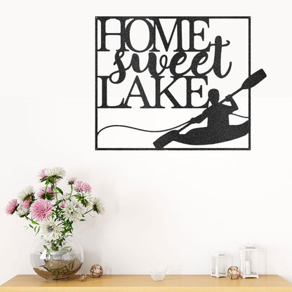 Kayaking Home Sweet Lake Indoor Outdoor Steel Wall Sign - Mallard Moon Gift Shop