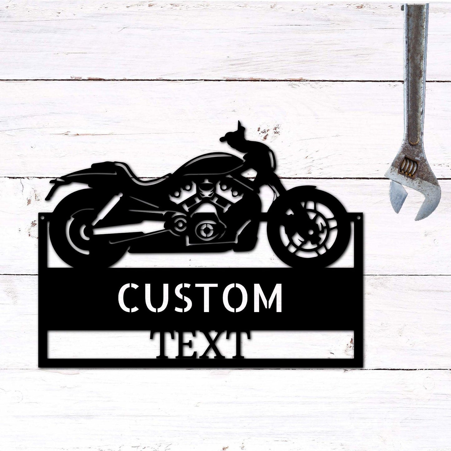 Motorcycle Cruiser Workshop Personalized Metal Wall Art Wall Sign - Mallard Moon Gift Shop