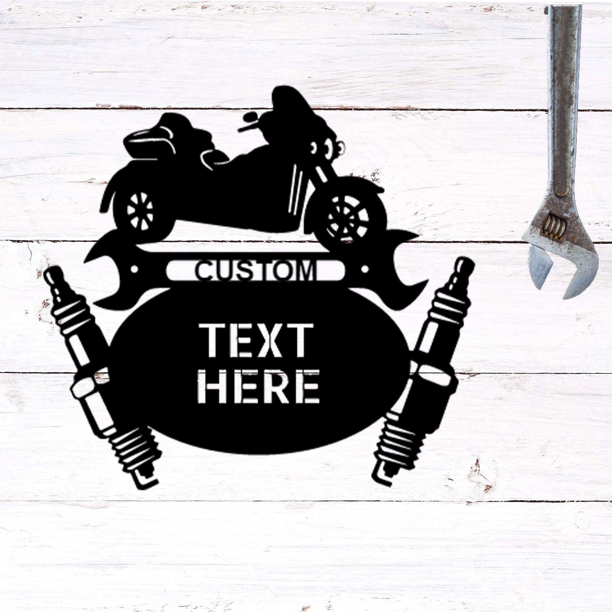 Trike Motorcycle Mechanic Custom Monogram Indoor Outdoor Steel Sign - Mallard Moon Gift Shop