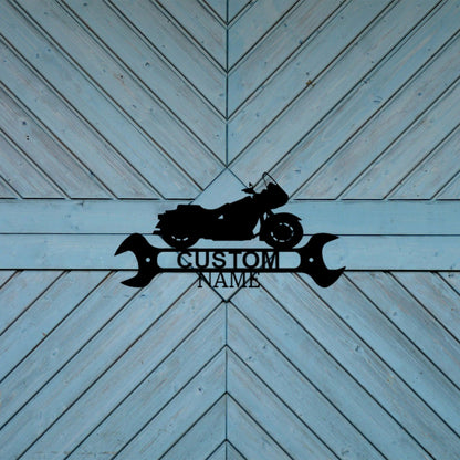 Cruiser Motorcycle Shop Monogram Personalized Indoor Outdoor Steel Wall Sign Metal Art - Mallard Moon Gift Shop