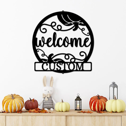 Welcome Fall Custom Monogram Indoor Outdoor Steel Wall Sign - Mallard Moon Gift Shop