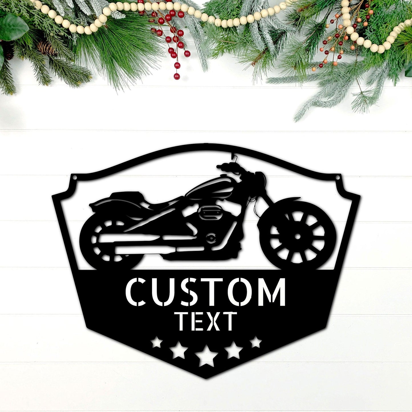 Chopper Motorcycle Shop Custom Name Monogram Indoor Outdoor Steel Wall Sign - Mallard Moon Gift Shop