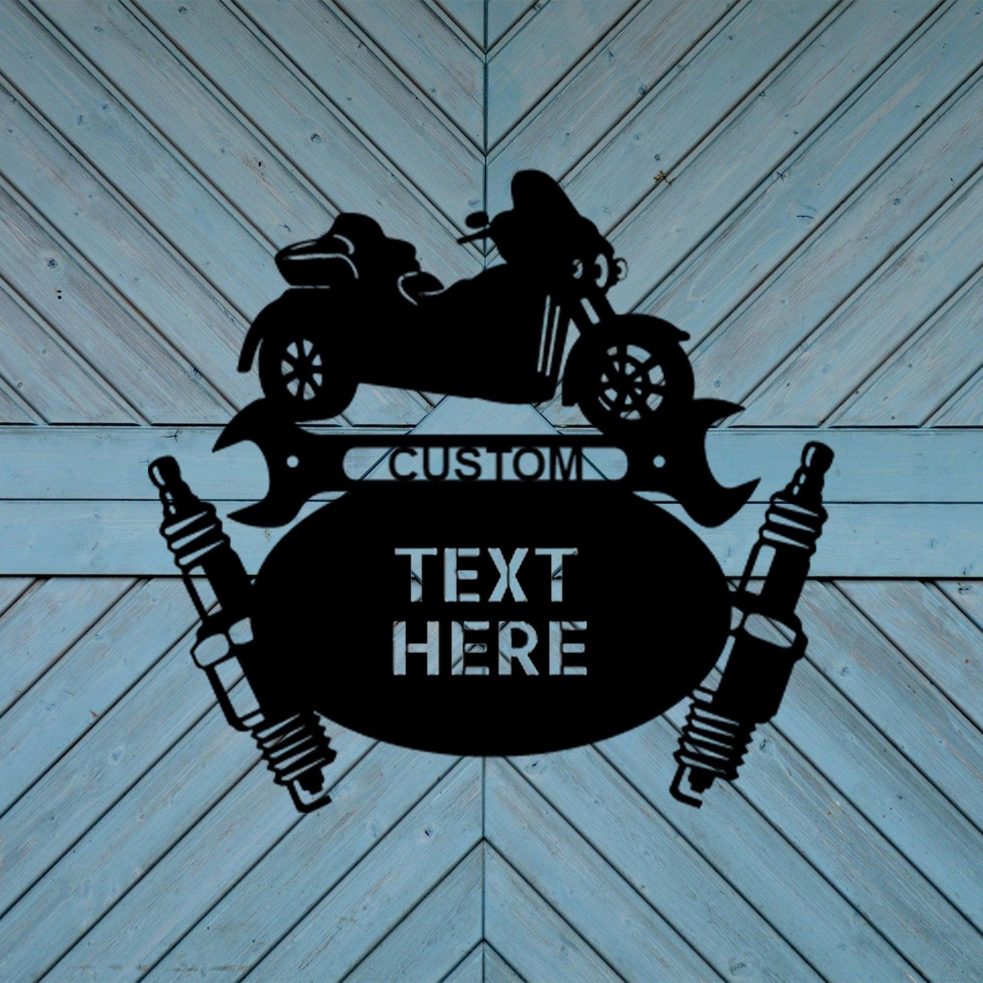 Trike Motorcycle Mechanic Custom Monogram Indoor Outdoor Steel Sign - Mallard Moon Gift Shop