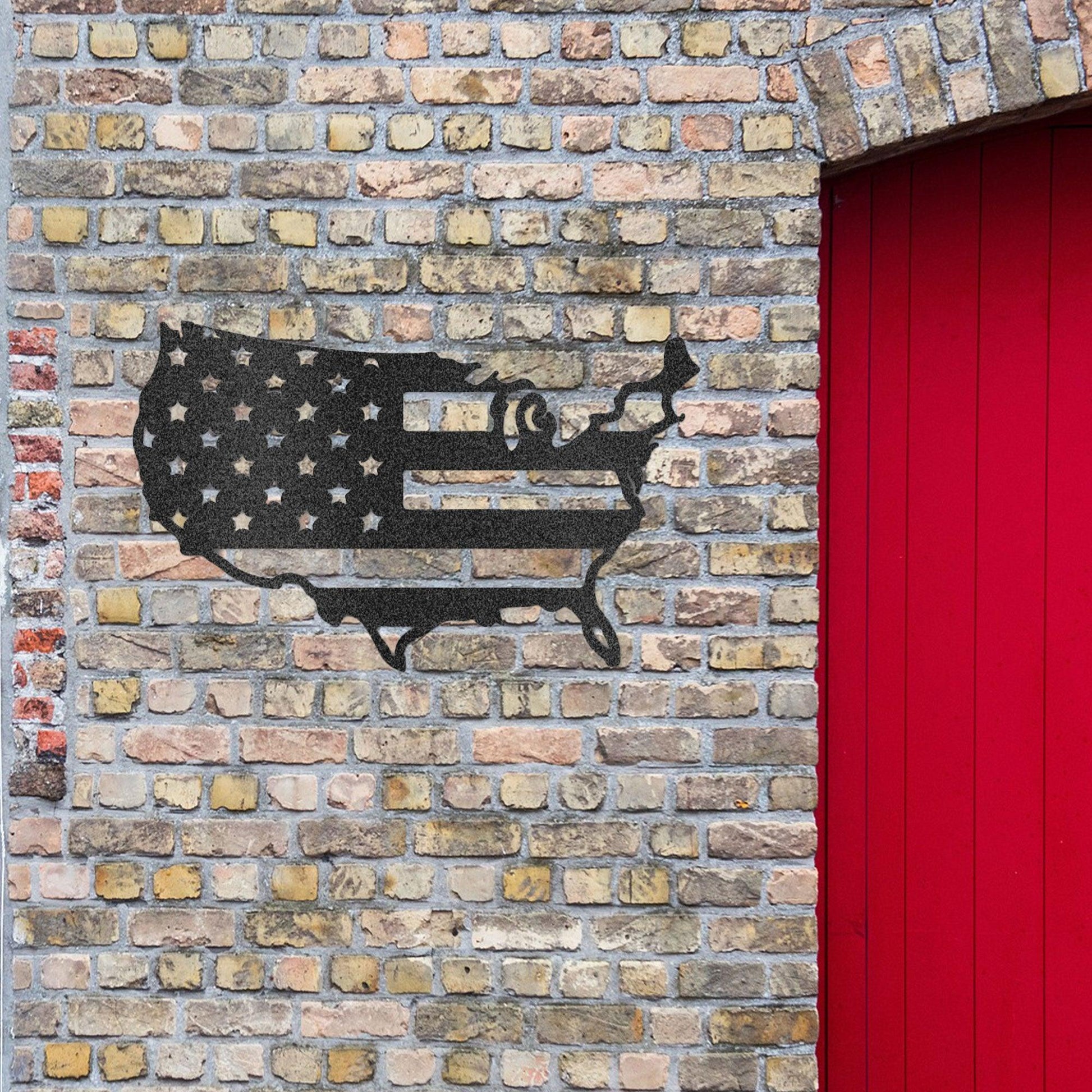 USA Flag Indoor Outdoor Steel Wall Sign Art - Mallard Moon Gift Shop