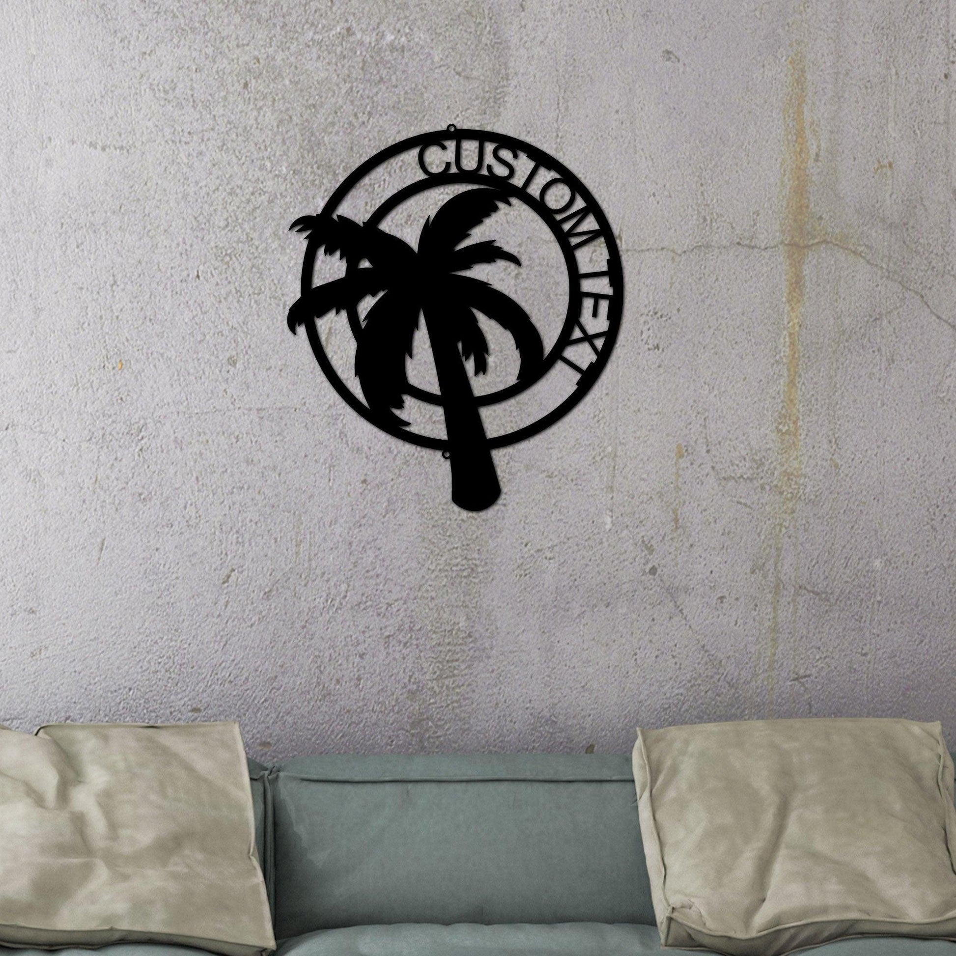 Palm Tree Custom Name Indoor Outdoor Metal Art Wall Sign - Mallard Moon Gift Shop