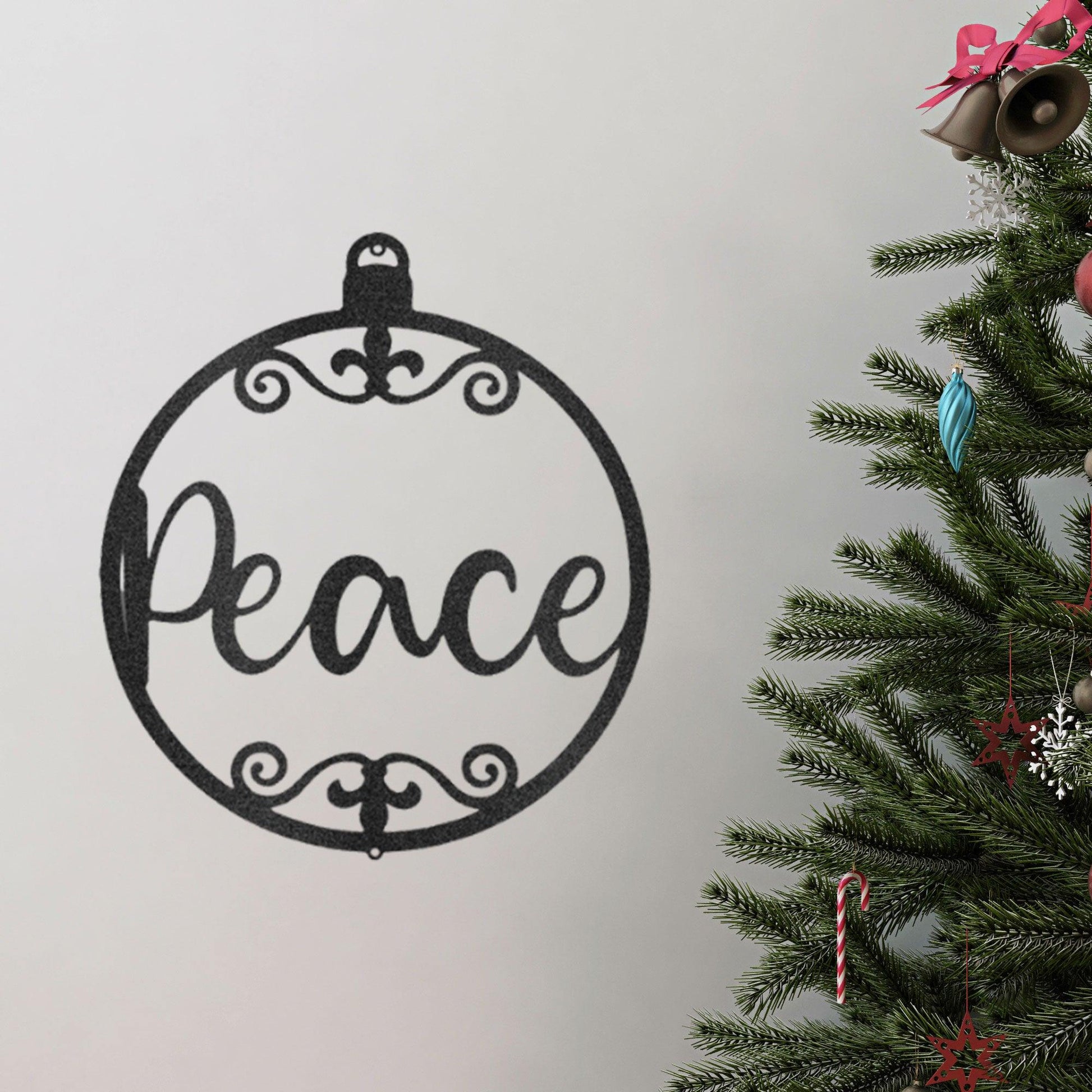 Peace Ornament Indoor Outdoor Steel Holiday Wall Sign - Mallard Moon Gift Shop