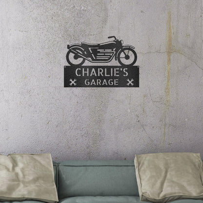 Motorcycle Adventure Custom Name Indoor Outdoor Metal Wall Sign - Mallard Moon Gift Shop