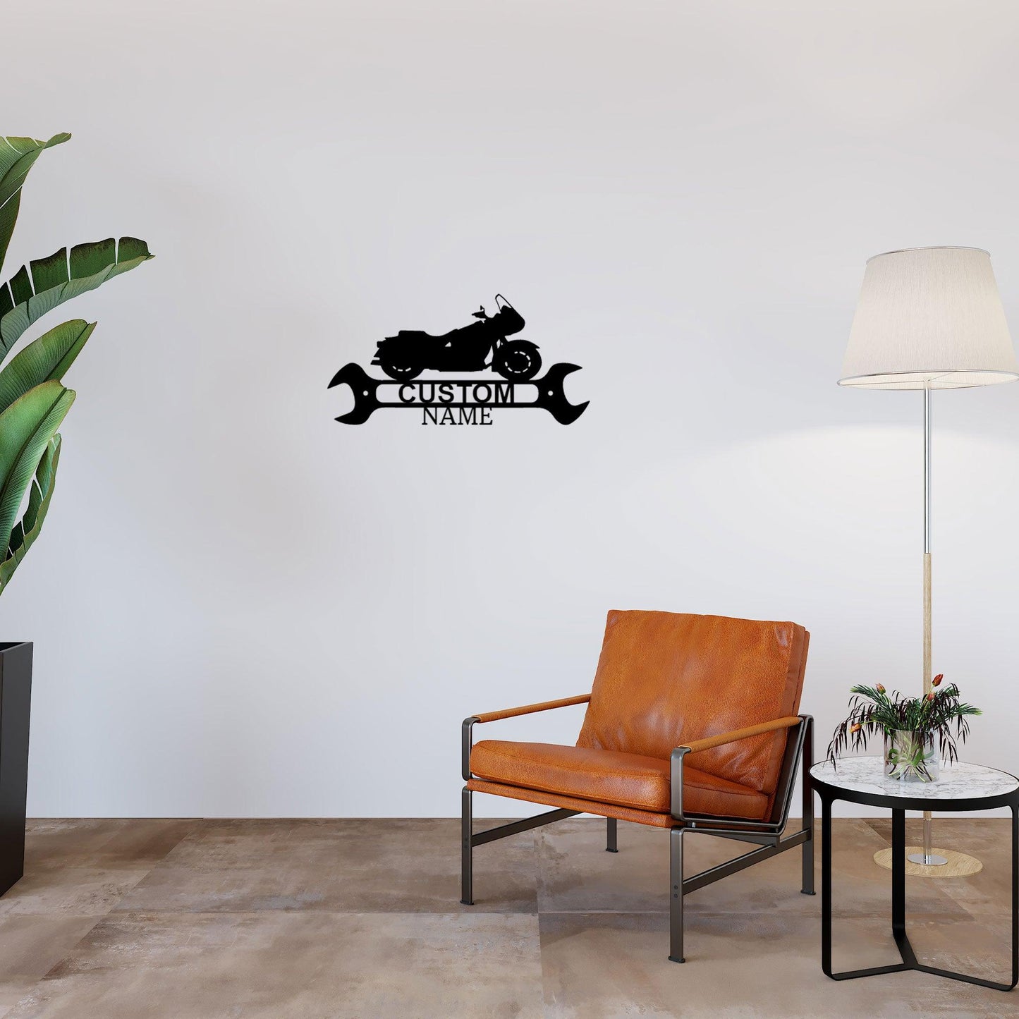 Cruiser Motorcycle Shop Monogram Personalized Indoor Outdoor Steel Wall Sign Metal Art - Mallard Moon Gift Shop