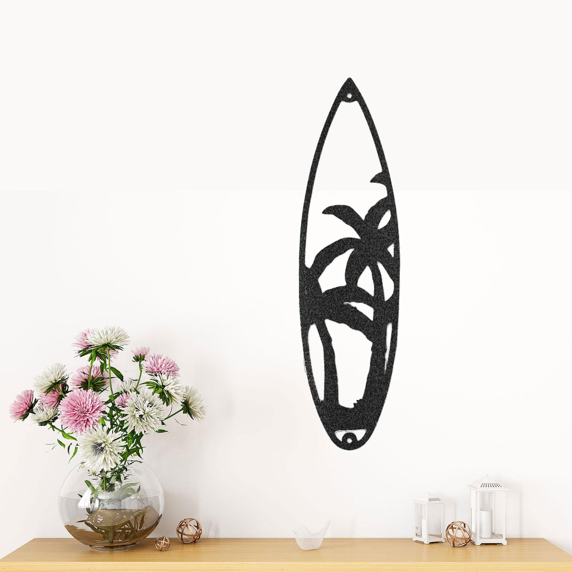 Surfboard Palm Trees Indoor Outdoor Steel Wall Sign Art - Mallard Moon Gift Shop