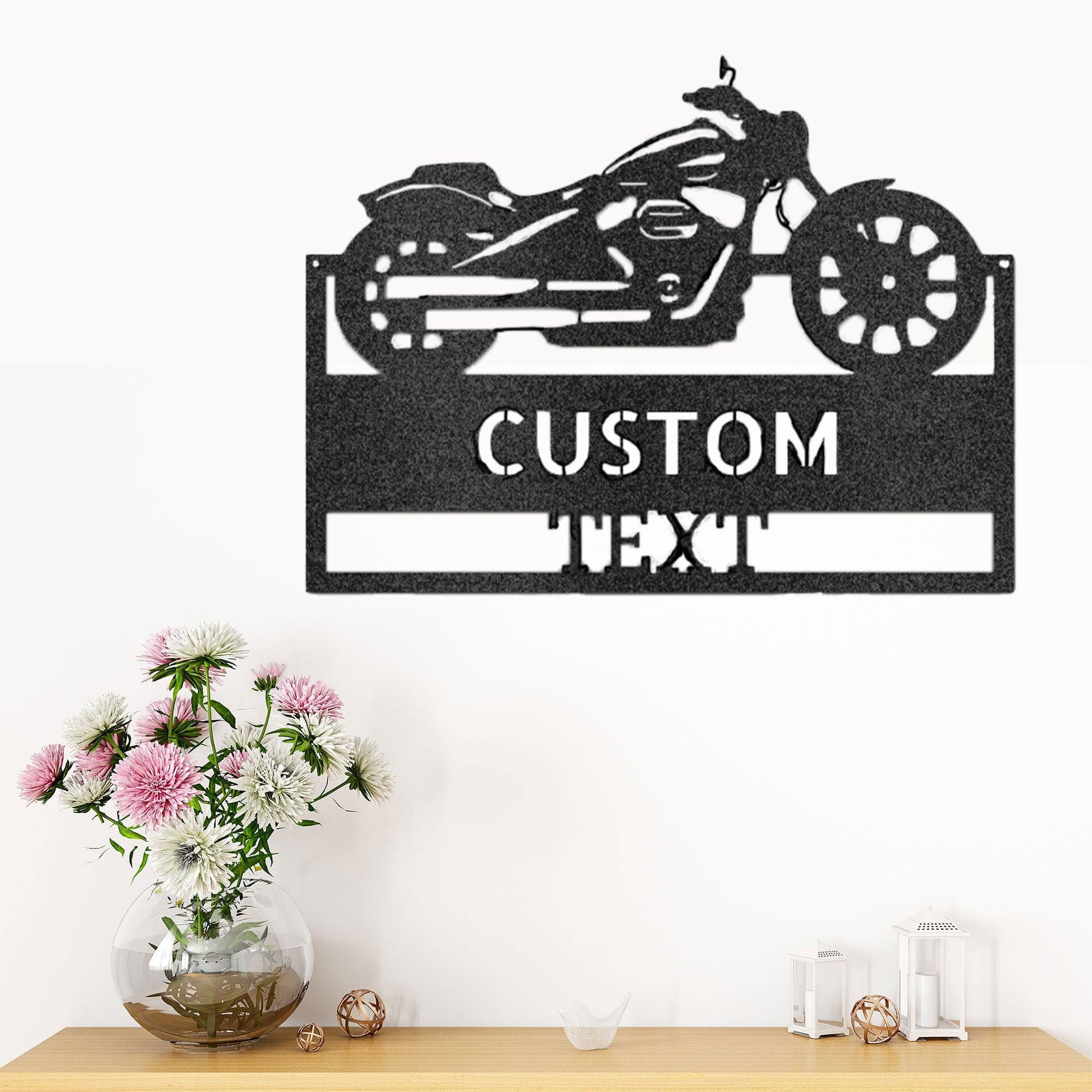 Motorcycle Shop Custom Name Indoor Outdoor Steel Wall Sign - Mallard Moon Gift Shop