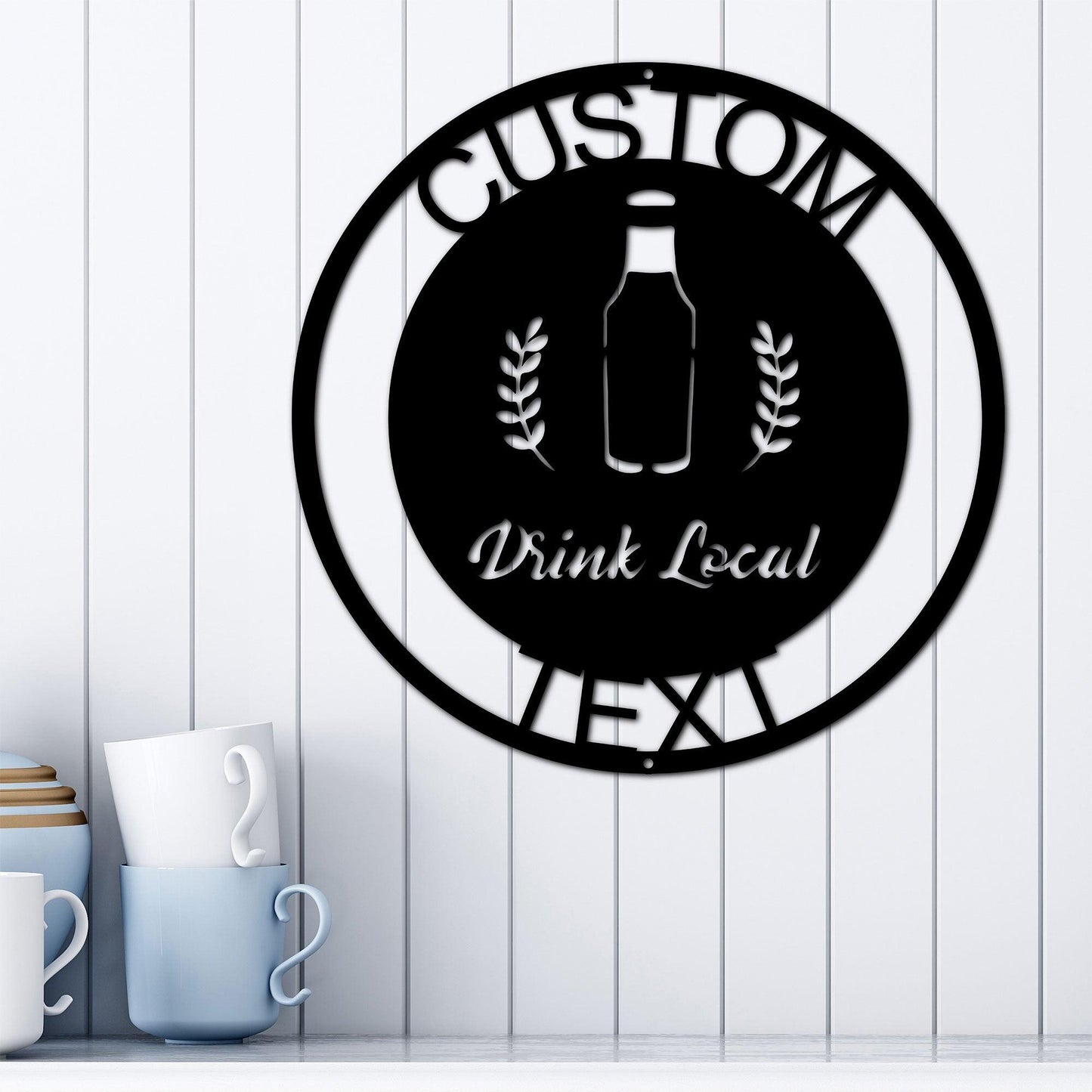 Drink Local Custom Name Indoor Outdoor Steel Wall Sign - Mallard Moon Gift Shop