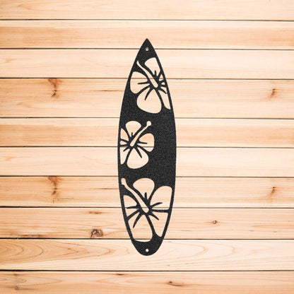 Surfboard Flowers Indoor Outdoor Steel Wall Sign Art - Mallard Moon Gift Shop