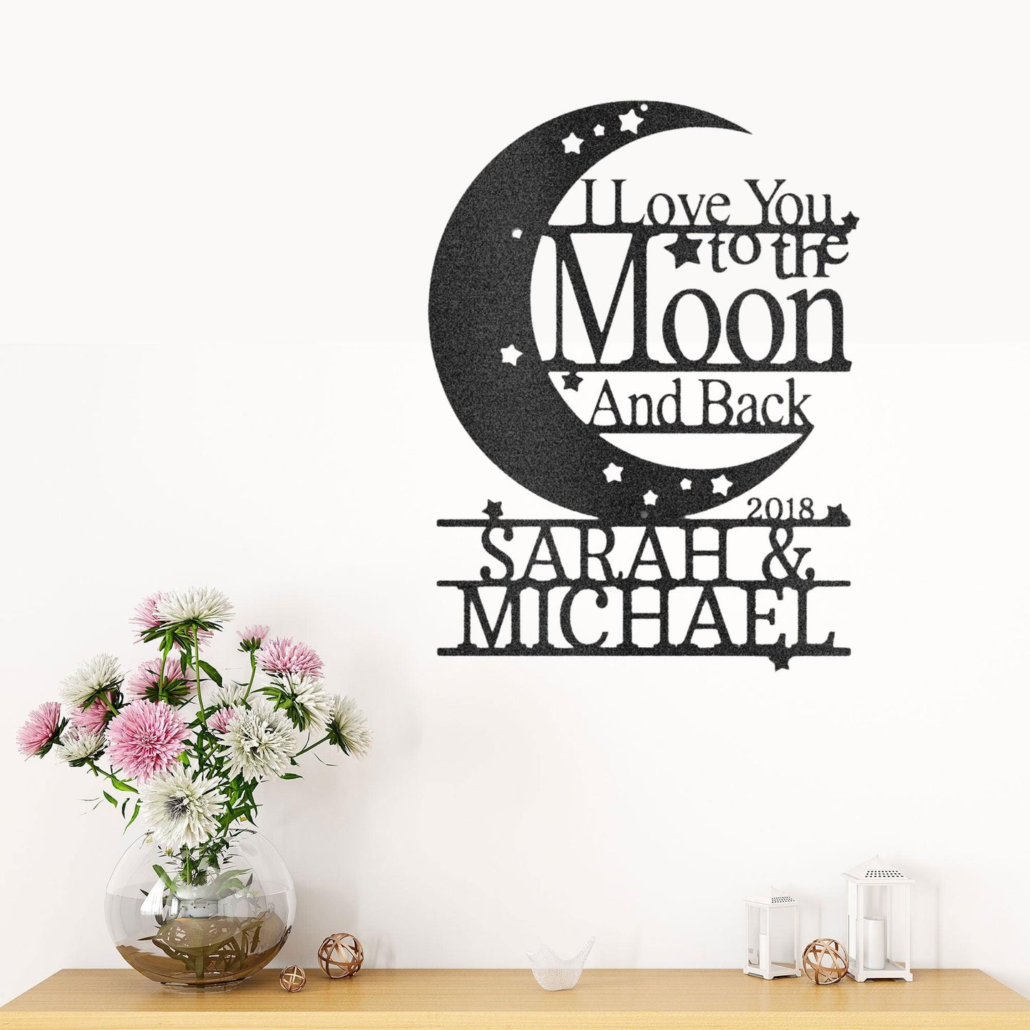 I Love You to the Moon and Back Personalized Metal Wall Art Sign - Mallard Moon Gift Shop