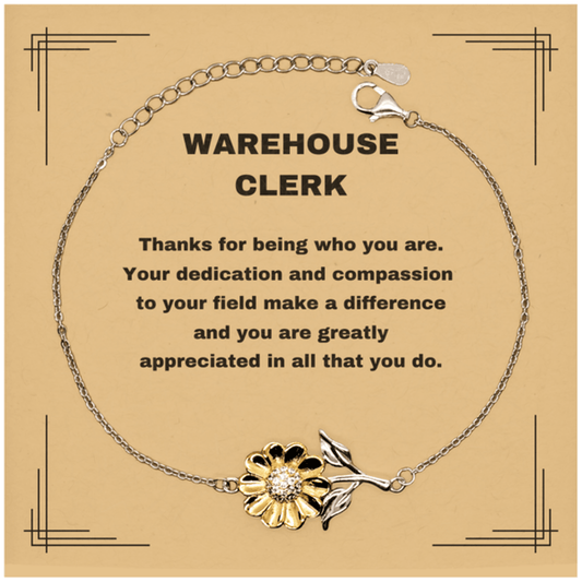 Warehouse ClerkSunflower Bracelet - Thanks for being who you are - Birthday Christmas Jewelry Gifts Coworkers Colleague Boss - Mallard Moon Gift Shop