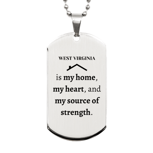 West Virginia is my home Gifts, Lovely West Virginia Birthday Christmas Silver Dog Tag For People from West Virginia, Men, Women, Friends - Mallard Moon Gift Shop