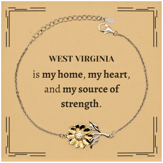 West Virginia is my home Gifts, Lovely West Virginia Birthday Christmas Sunflower Bracelet For People from West Virginia, Men, Women, Friends - Mallard Moon Gift Shop