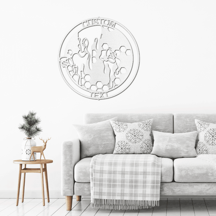 Honeybee Custom Name Metal Art Wall Sign - Mallard Moon Gift Shop