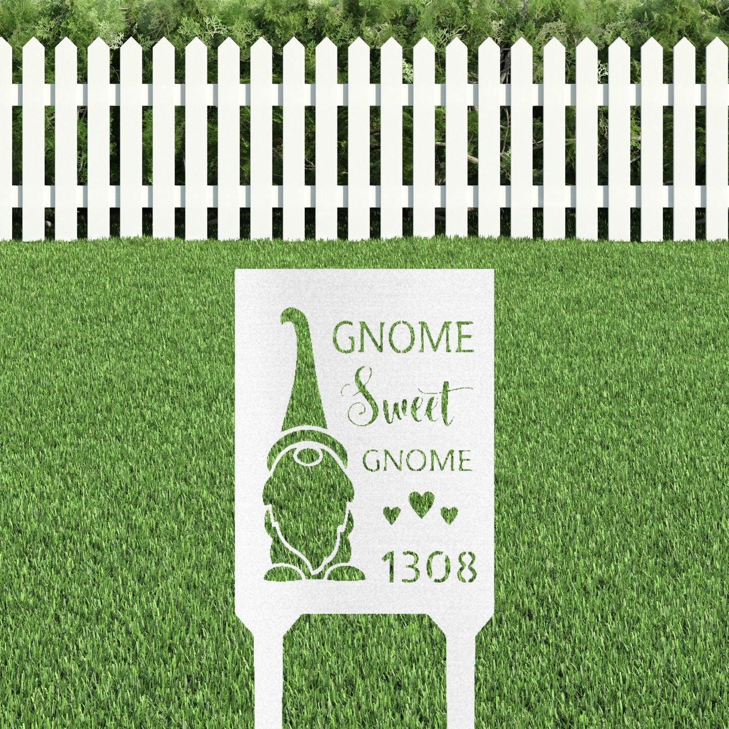 Gnome Sweet Home Custom Address Garden Lawn Steel Stake