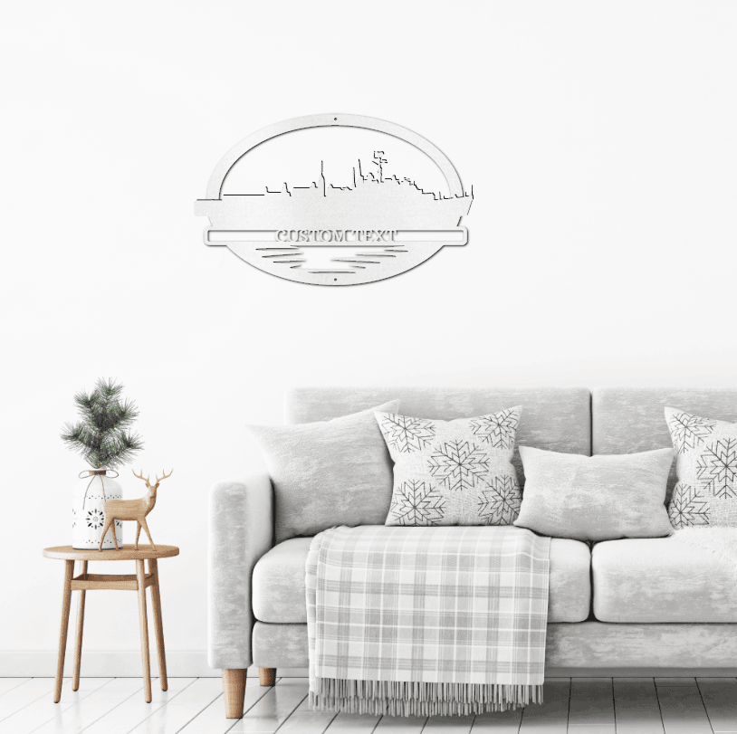 Navy Battleship USS Plymouth Rock Silhouette Custom Metal Art Wall Sign - Mallard Moon Gift Shop