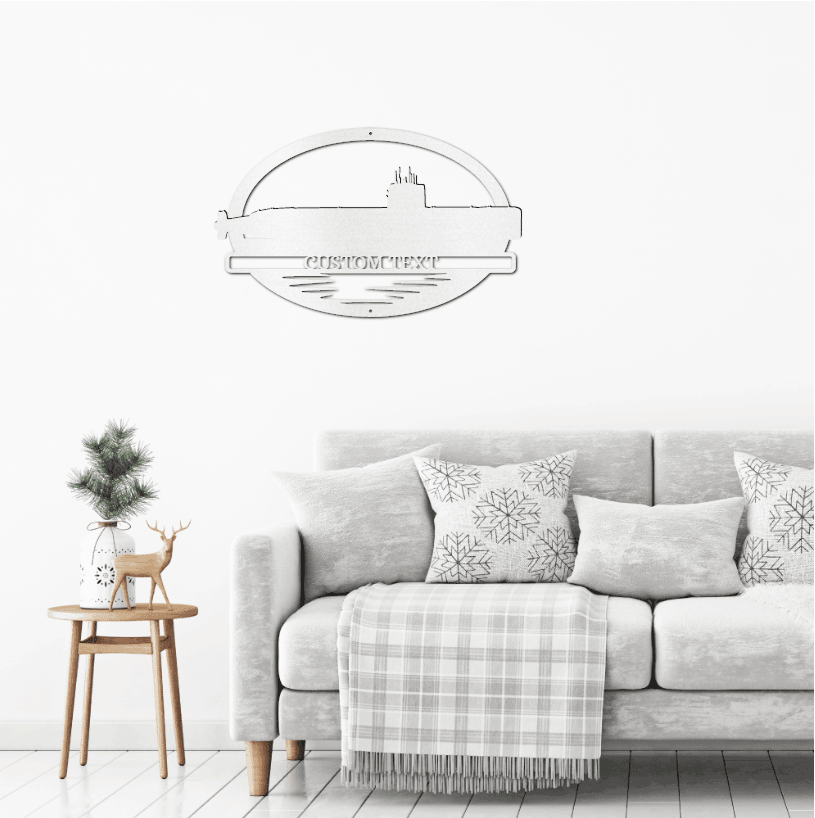 Navy Battleship USS Sargo Submarine Silhouette Custom Metal Art Wall Sign - Mallard Moon Gift Shop