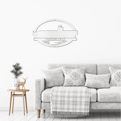 Navy Battleship USS Sargo Submarine Silhouette Custom Metal Art Wall Sign - Mallard Moon Gift Shop