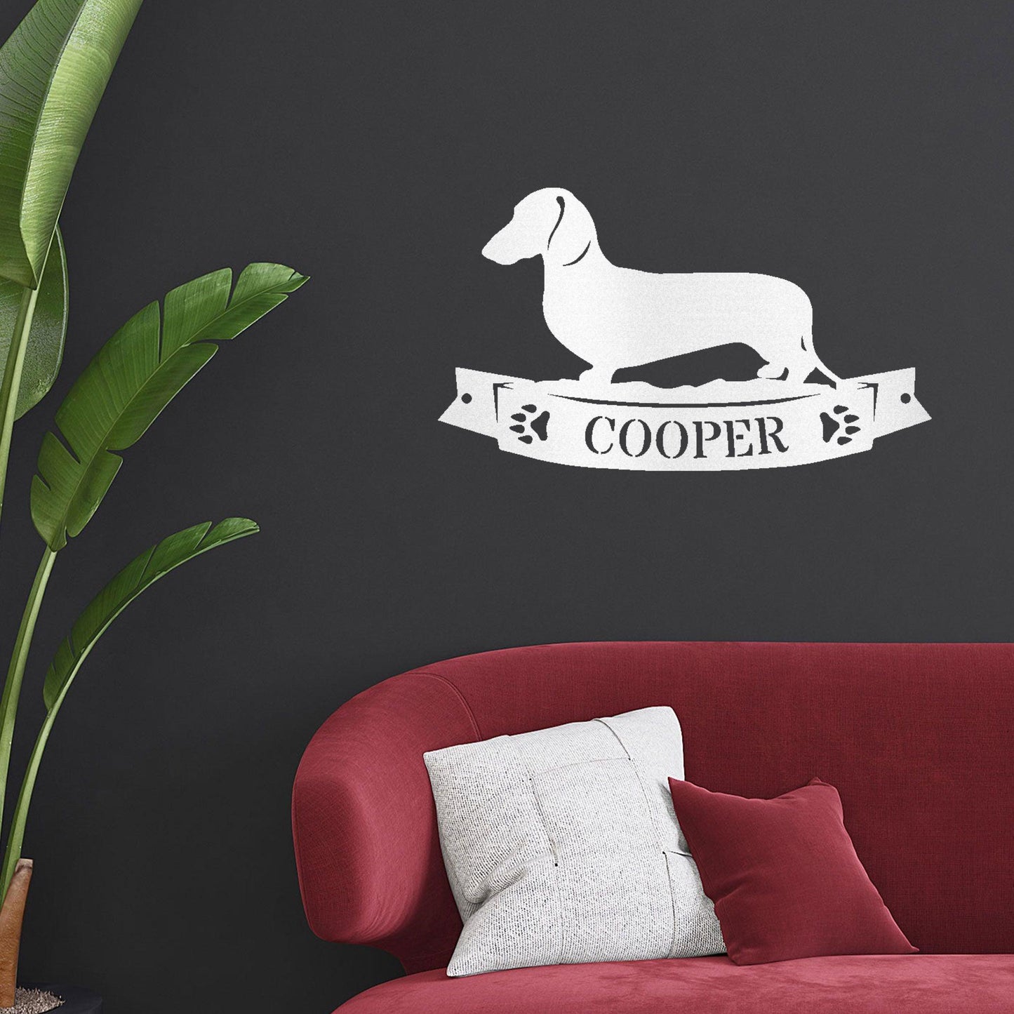 Dachshund Banner Monogram - Steel Sign - Mallard Moon Gift Shop