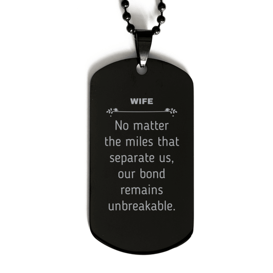 Wife Long Distance Relationship Gifts, No matter the miles that separate us, Cute Love Black Dog Tag For Wife, Birthday Christmas Unique Gifts For Wife - Mallard Moon Gift Shop