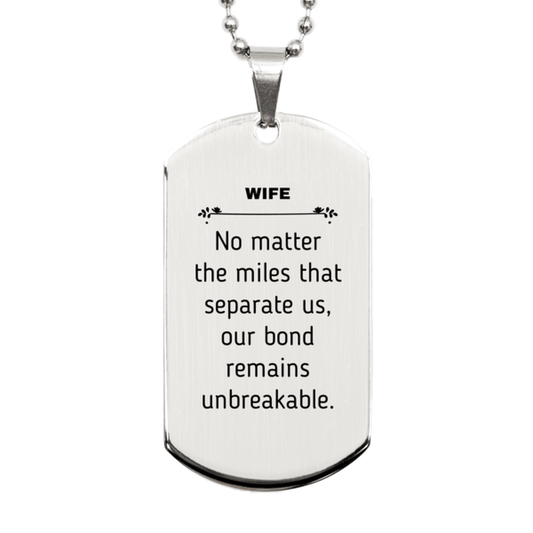 Wife Long Distance Relationship Gifts, No matter the miles that separate us, Cute Love Silver Dog Tag For Wife, Birthday Christmas Unique Gifts For Wife - Mallard Moon Gift Shop
