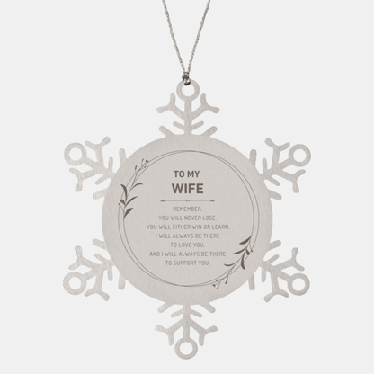 Wife Ornament Gifts, To My Wife Remember, you will never lose. You will either WIN or LEARN, Keepsake Snowflake Ornament For Wife, Birthday Christmas Gifts Ideas For Wife X-mas Gifts - Mallard Moon Gift Shop