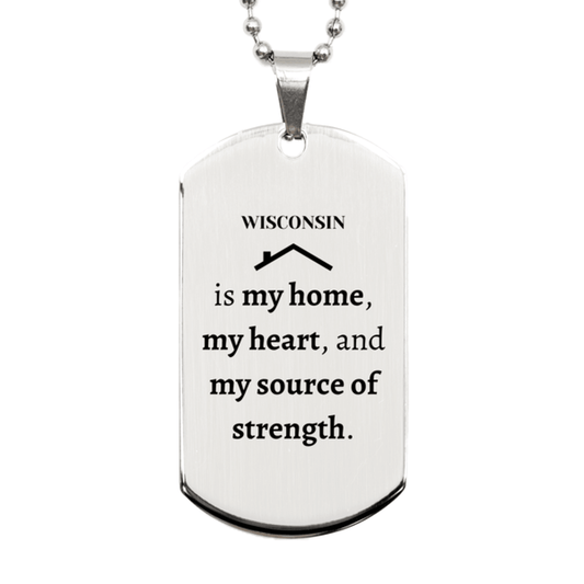 Wisconsin is my home Gifts, Lovely Wisconsin Birthday Christmas Silver Dog Tag For People from Wisconsin, Men, Women, Friends - Mallard Moon Gift Shop