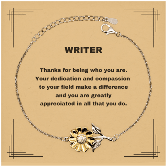 WriterSunflower Bracelet - Thanks for being who you are - Birthday Christmas Jewelry Gifts Coworkers Colleague Boss - Mallard Moon Gift Shop