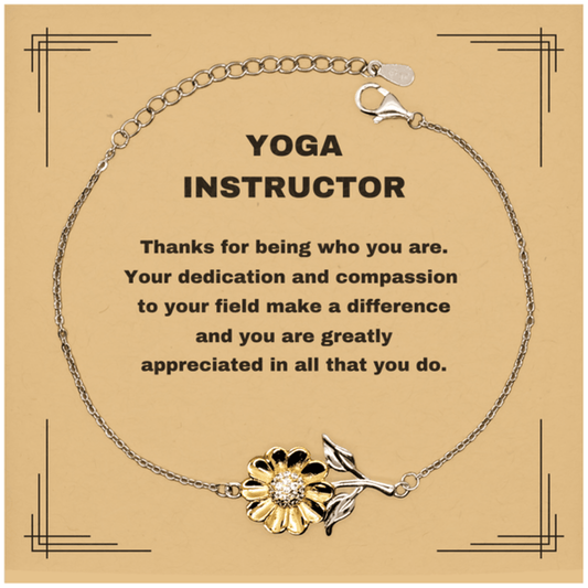 Yoga InstructorSunflower Bracelet - Thanks for being who you are - Birthday Christmas Jewelry Gifts Coworkers Colleague Boss - Mallard Moon Gift Shop